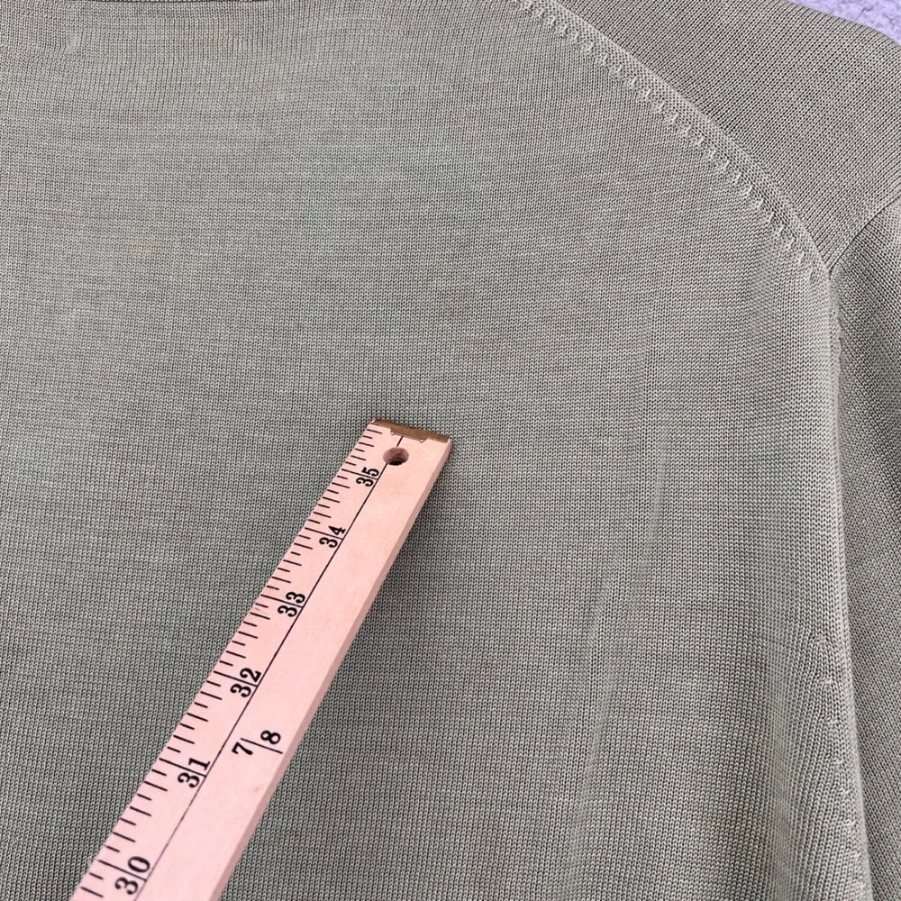 Brooks Brothers Mens XXL V-Neck Sweater Silk Cotton Blend Olive Green L/S